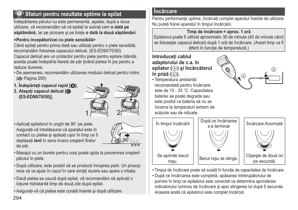 Sfaturipentrurezultateoptimelaepilat, Încărcare | Panasonic ESED90 User Manual | Page 294 / 346