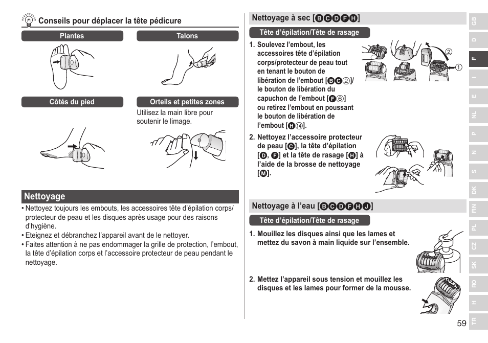 Nettoyage | Panasonic ESED90 User Manual | Page 59 / 346
