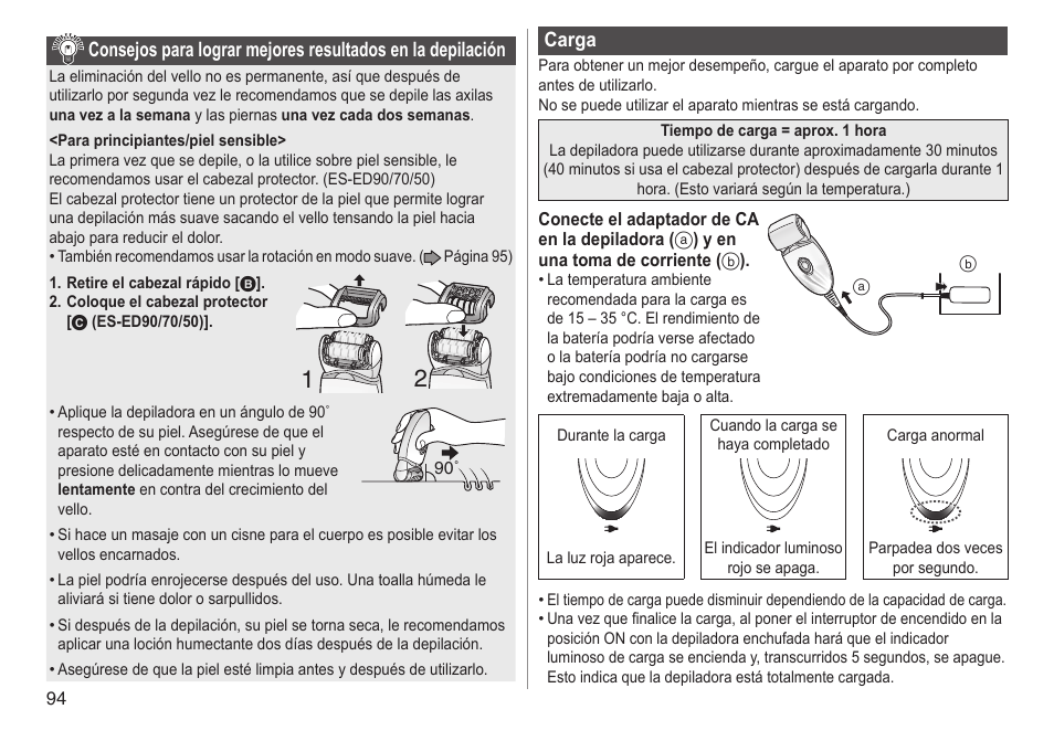 Carga | Panasonic ESED90 User Manual | Page 94 / 346