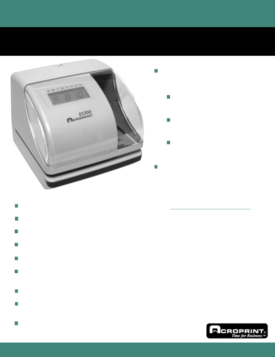 Acroprint ES700 User Manual | 2 pages