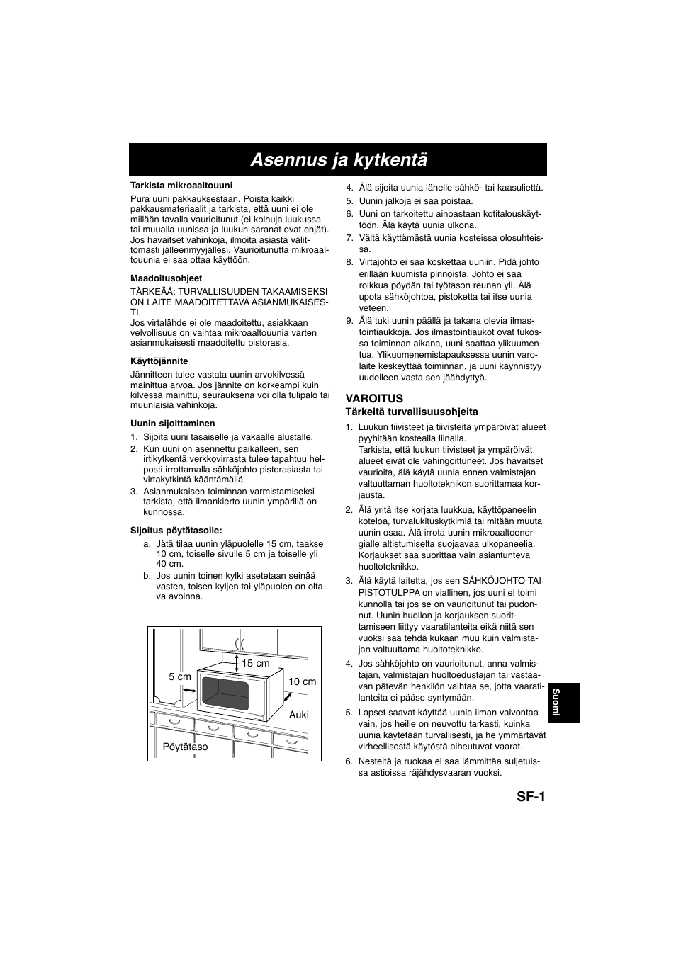 Asennus ja kytkentä, Sf-1 | Panasonic NNE245WBEPG User Manual | Page 111 / 137