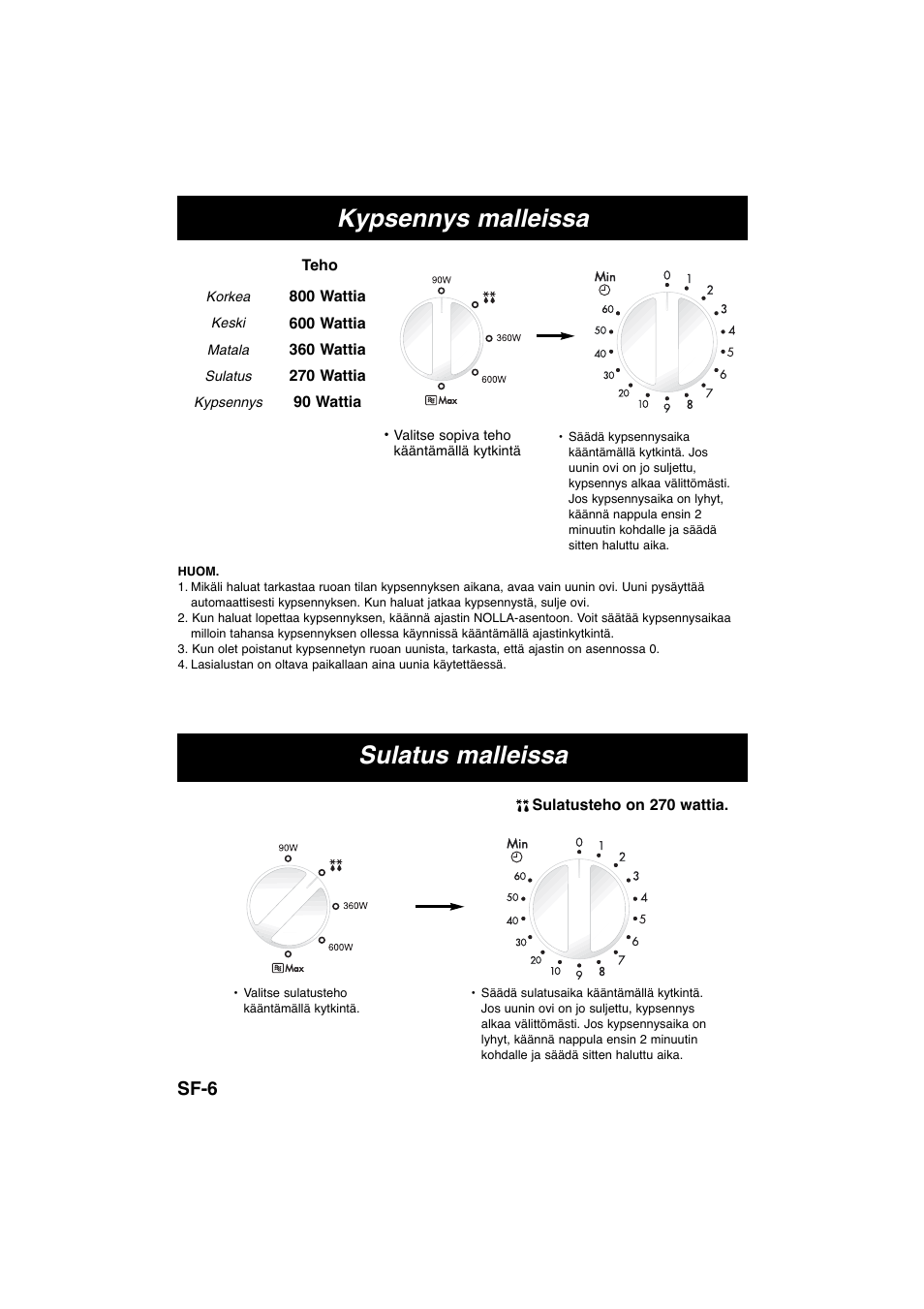 Kypsennys malleissa, Sulatus malleissa, Sf-6 | Panasonic NNE245WBEPG User Manual | Page 116 / 137