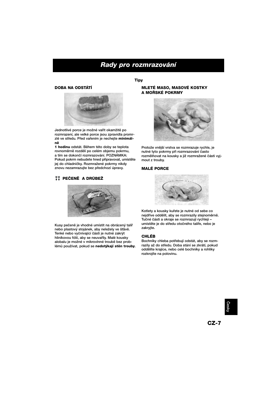 Rady pro rozmrazování, Cz-7 | Panasonic NNE245WBEPG User Manual | Page 126 / 137