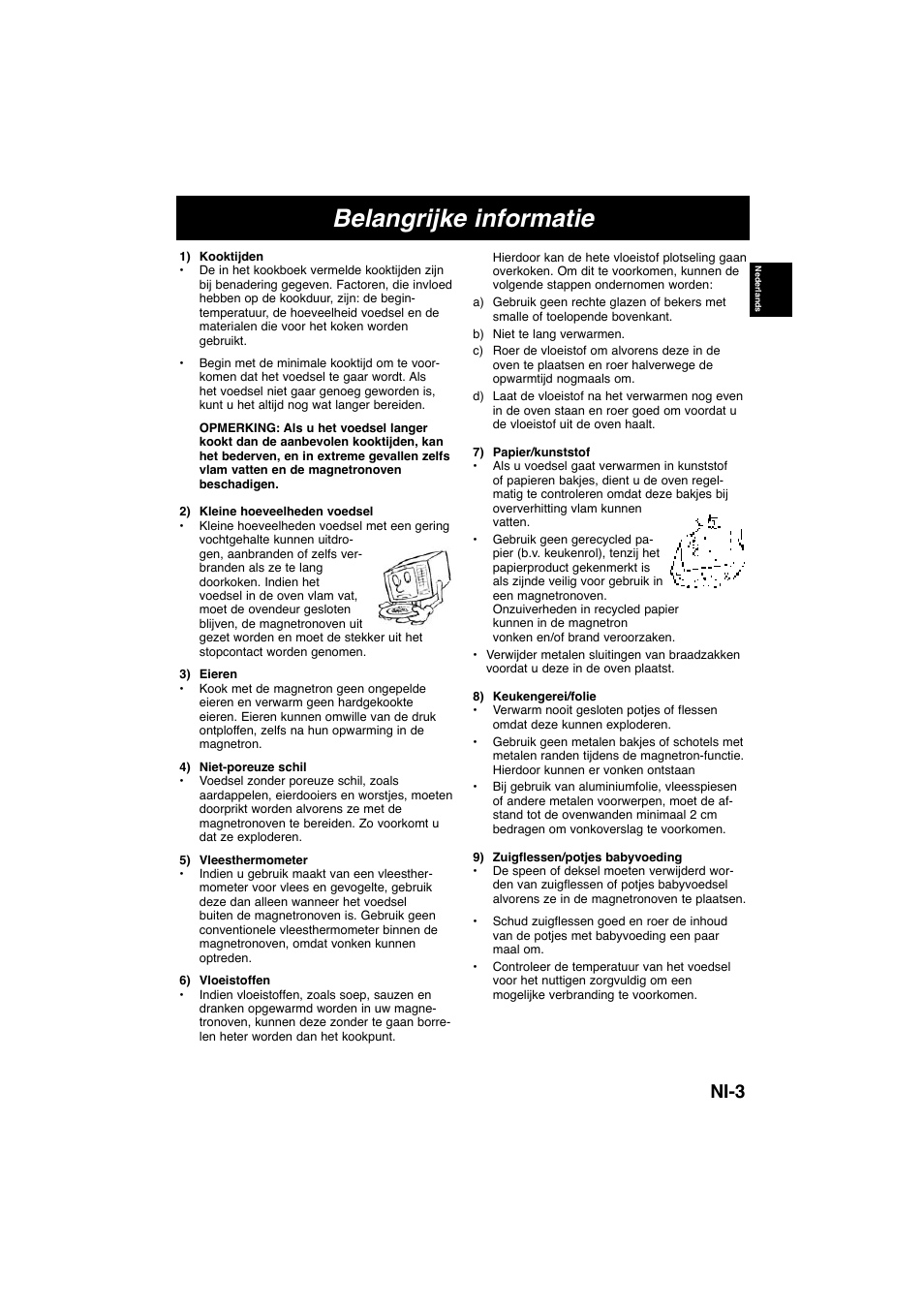 Belangrijke informatie, Ni-3 | Panasonic NNE245WBEPG User Manual | Page 14 / 137