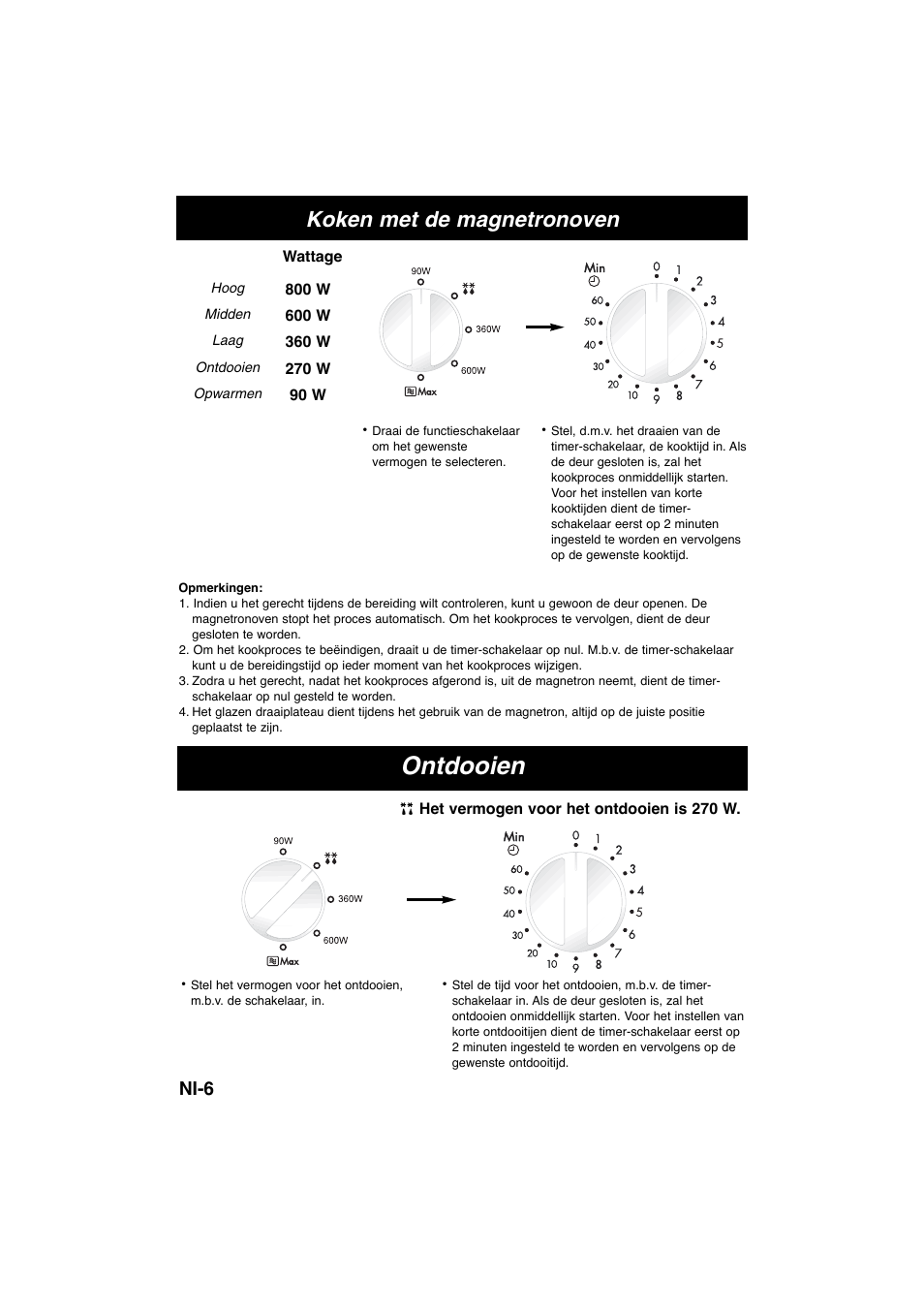 Ontdooien, Koken met de magnetronoven, Ni-6 | Panasonic NNE245WBEPG User Manual | Page 17 / 137