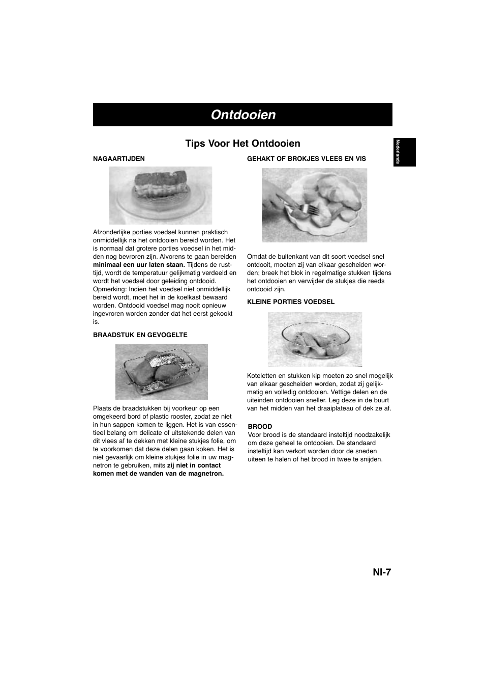 Ontdooien, Ni-7 tips voor het ontdooien | Panasonic NNE245WBEPG User Manual | Page 18 / 137