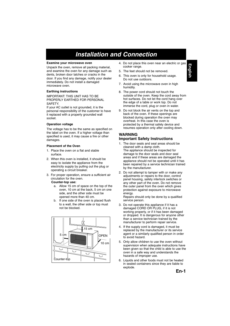 Installation and connection, En-1 | Panasonic NNE245WBEPG User Manual | Page 3 / 137