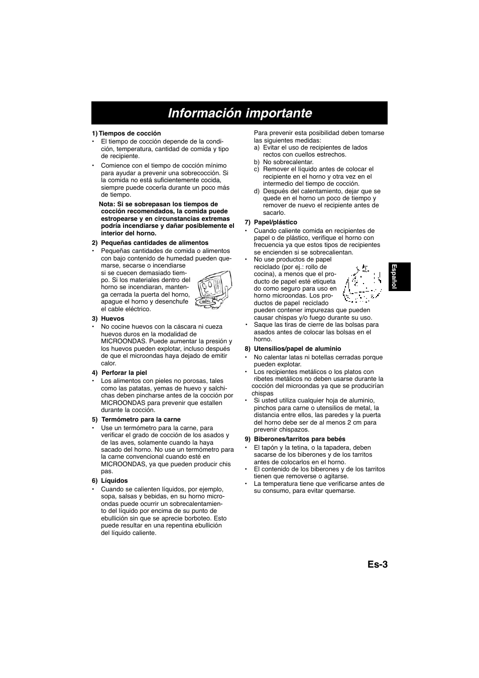 Información importante, Es-3 | Panasonic NNE245WBEPG User Manual | Page 50 / 137