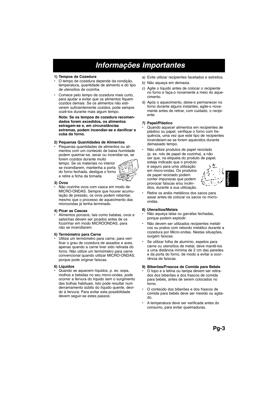 Informações importantes, Pg-3 | Panasonic NNE245WBEPG User Manual | Page 59 / 137