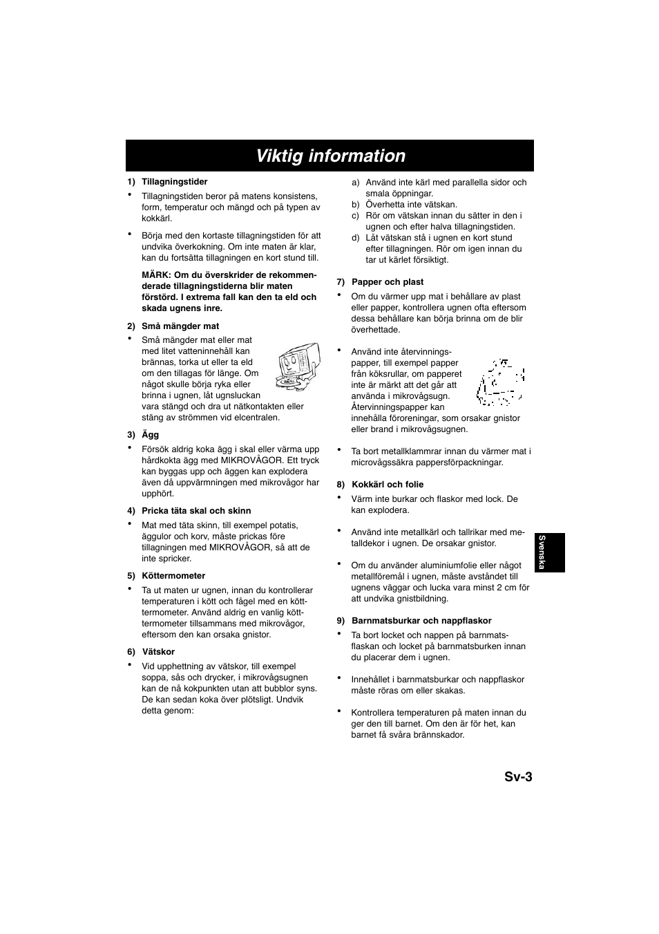 Viktig information, Sv-3 | Panasonic NNE245WBEPG User Manual | Page 86 / 137