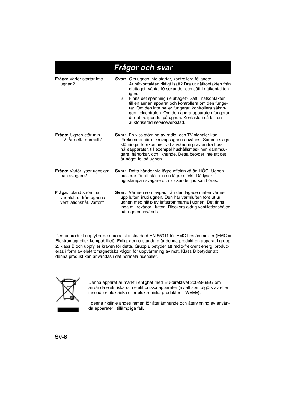 Frågor och svar, Sv-8 | Panasonic NNE245WBEPG User Manual | Page 91 / 137