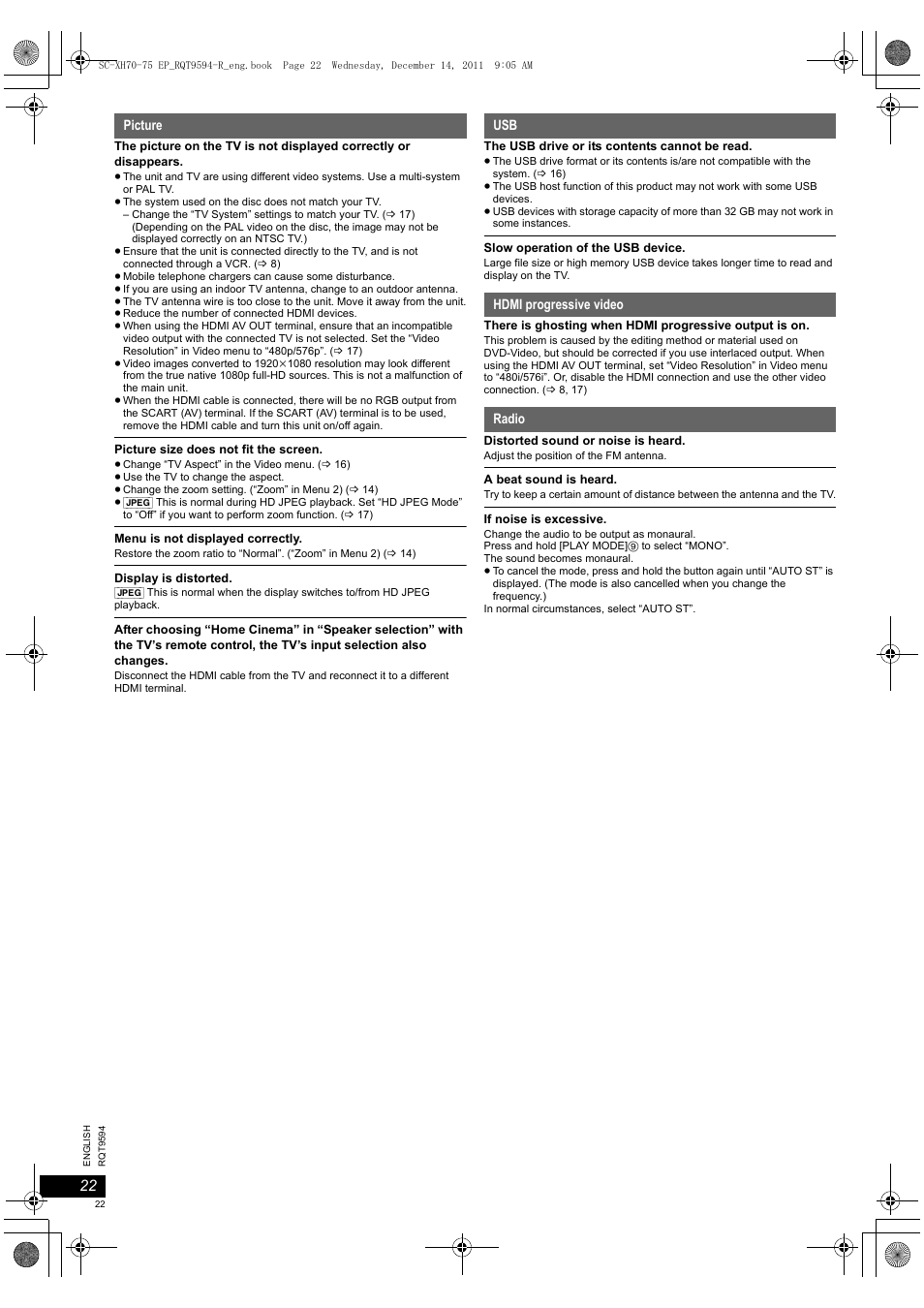 Panasonic SCXH75EP User Manual | Page 22 / 94