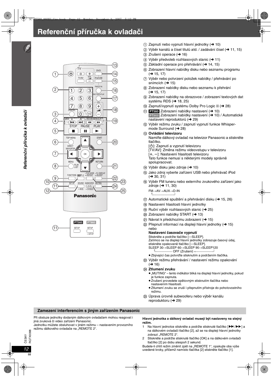 Referenční příručka k ovladači | Panasonic SCPT860 User Manual | Page 88 / 116