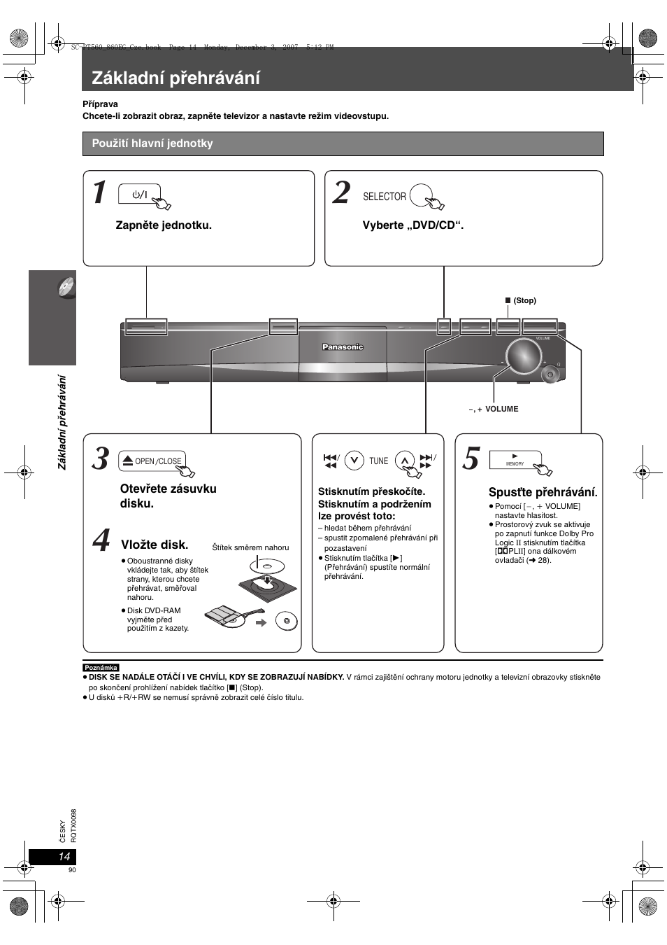 Základní přehrávání | Panasonic SCPT860 User Manual | Page 90 / 116