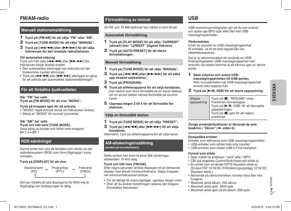 Fm/am-radio | Panasonic SCPM04EC User Manual | Page 25 / 56