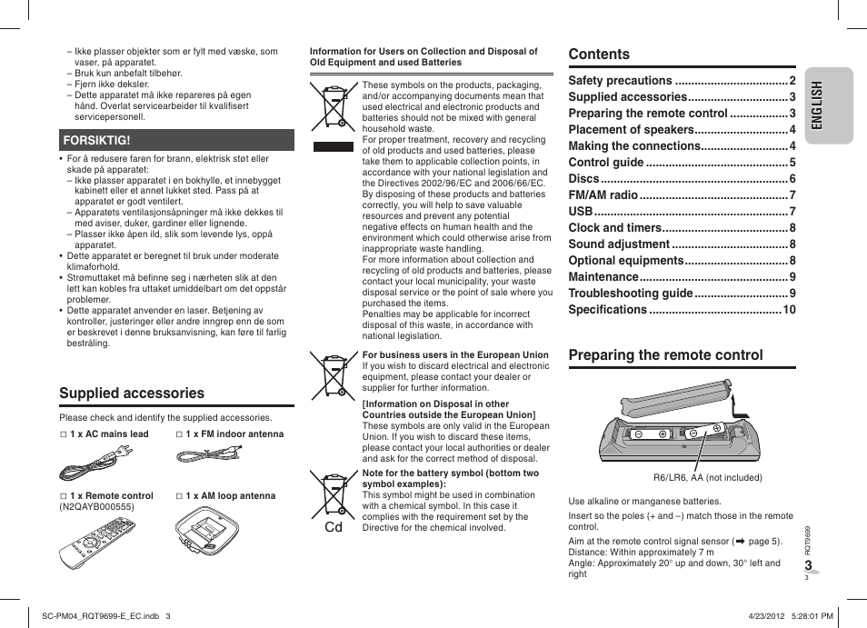 Panasonic SCPM04EC User Manual | Page 3 / 56