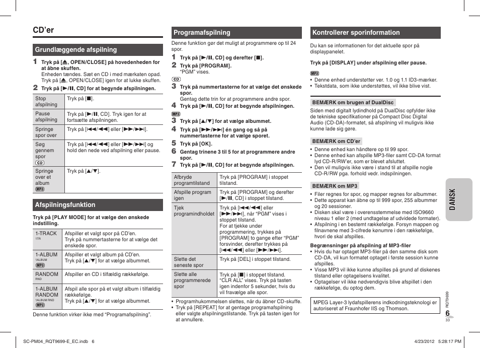 Cd’er | Panasonic SCPM04EC User Manual | Page 33 / 56