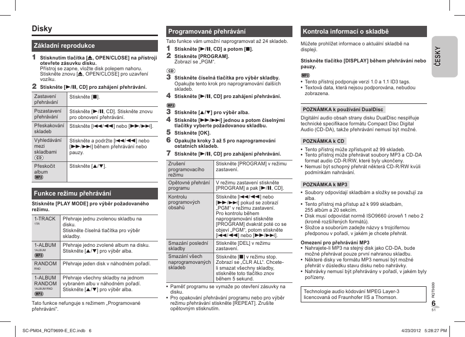 Disky | Panasonic SCPM04EC User Manual | Page 51 / 56