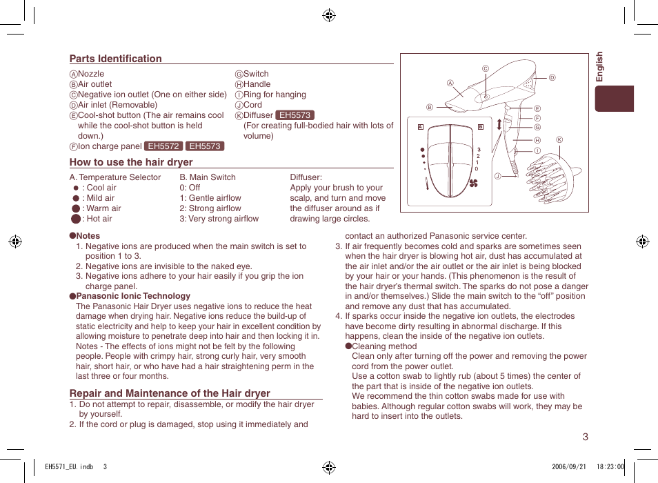 Panasonic EH5571 User Manual | Page 3 / 60