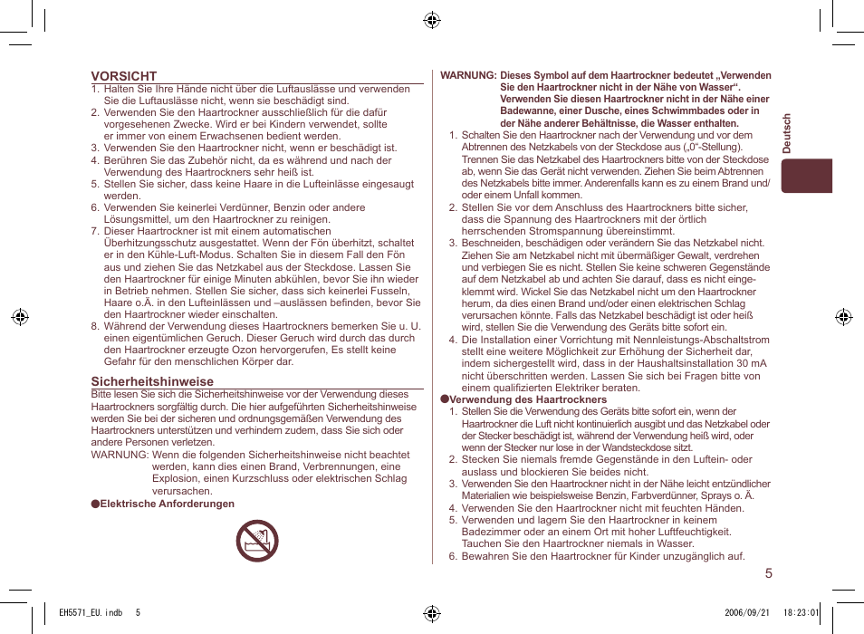 Panasonic EH5571 User Manual | Page 5 / 60