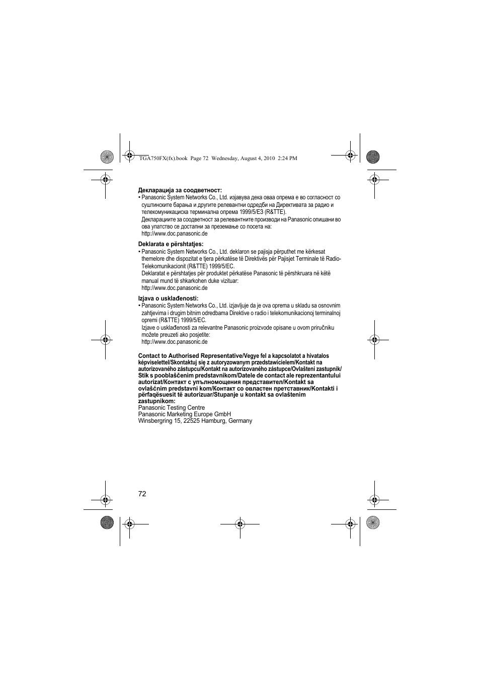Panasonic KXTGA750FX User Manual | Page 72 / 76