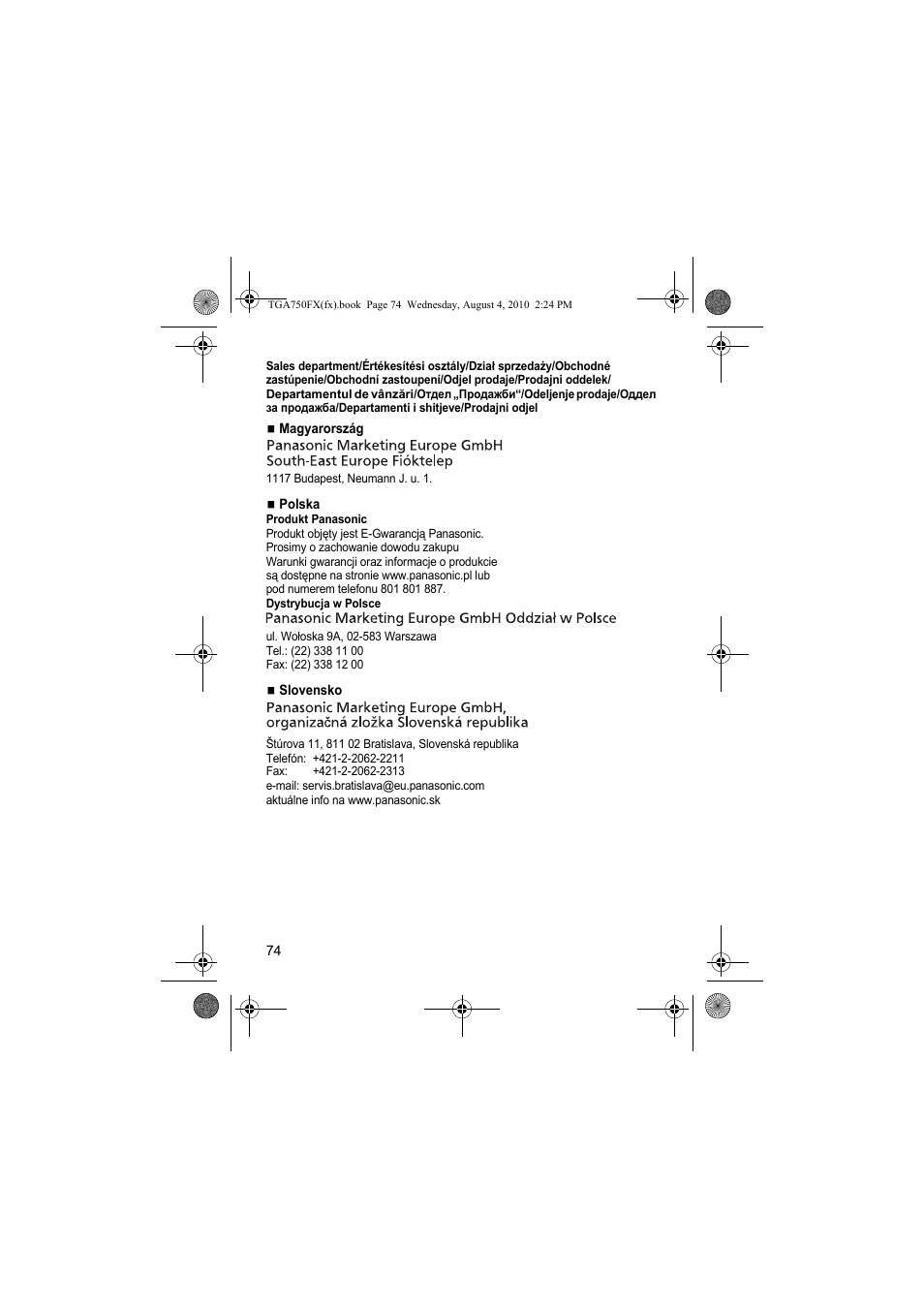Panasonic KXTGA750FX User Manual | Page 74 / 76