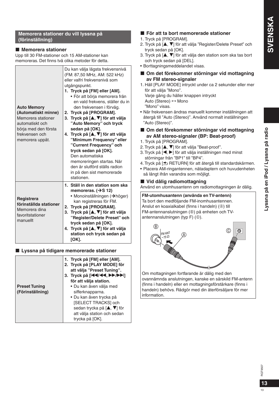 Svenska, Ab c | Panasonic MW10 User Manual | Page 13 / 100