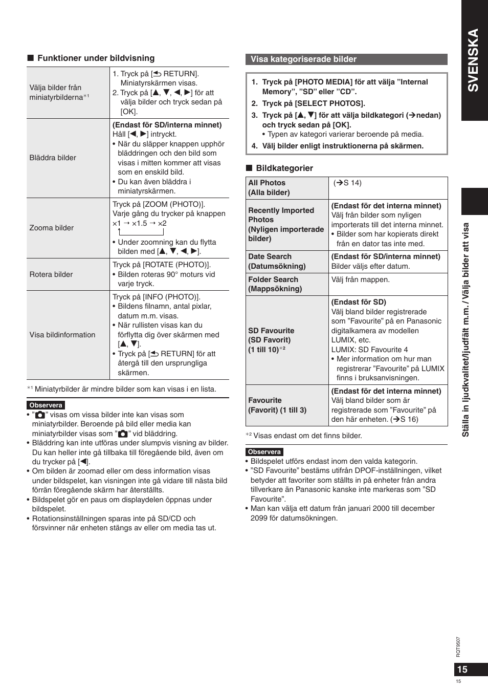 Svenska | Panasonic MW10 User Manual | Page 15 / 100