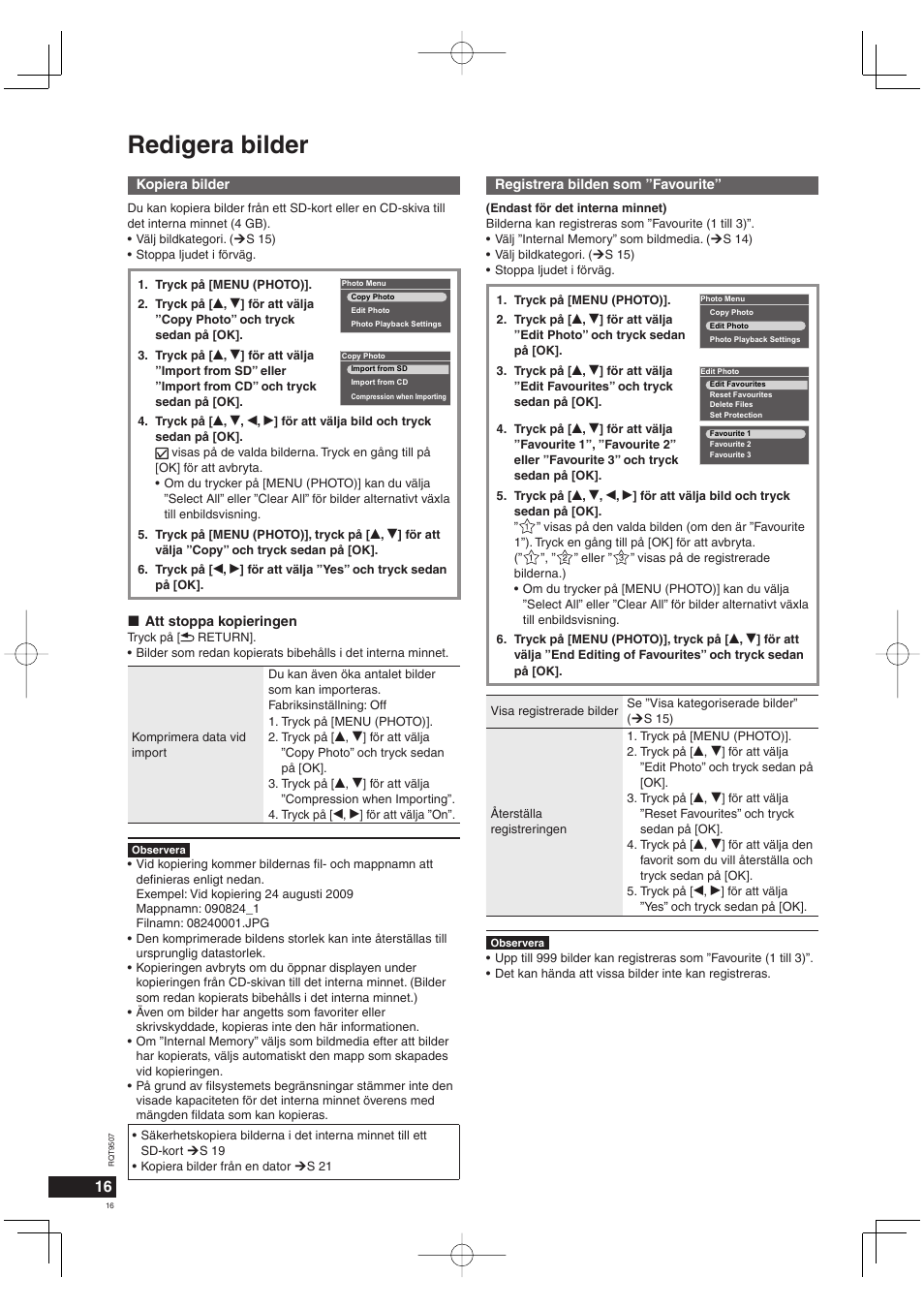 Redigera bilder | Panasonic MW10 User Manual | Page 16 / 100
