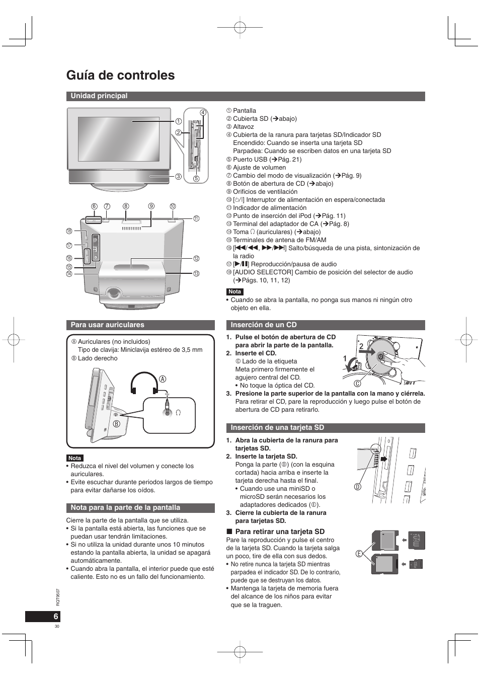 Guía de controles, Ec d | Panasonic MW10 User Manual | Page 30 / 100
