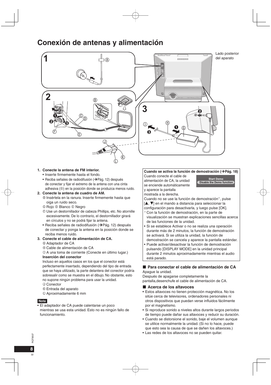 Conexión de antenas y alimentación | Panasonic MW10 User Manual | Page 32 / 100