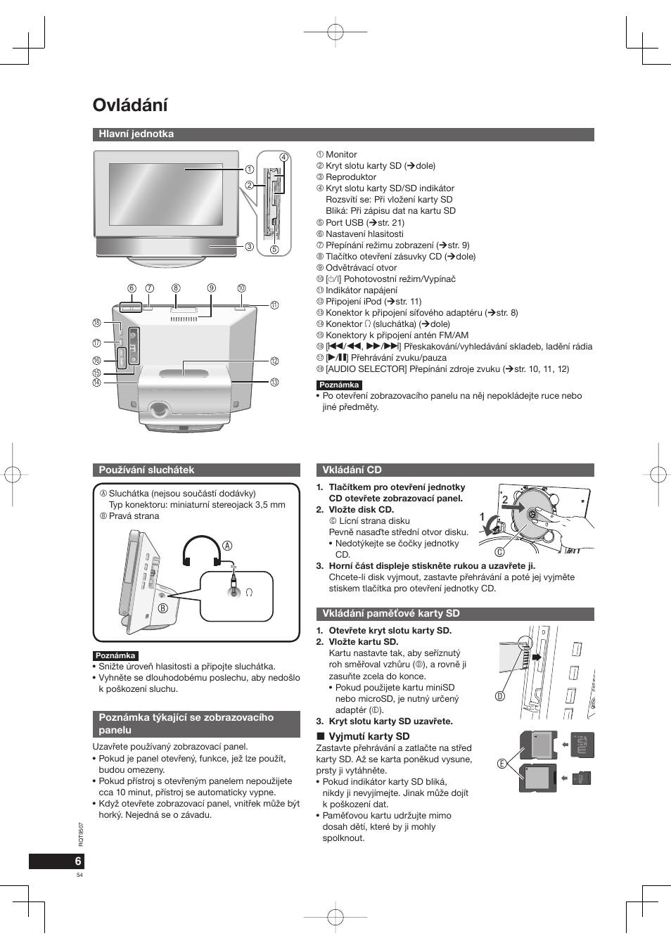 Ovládání, Ec d | Panasonic MW10 User Manual | Page 54 / 100