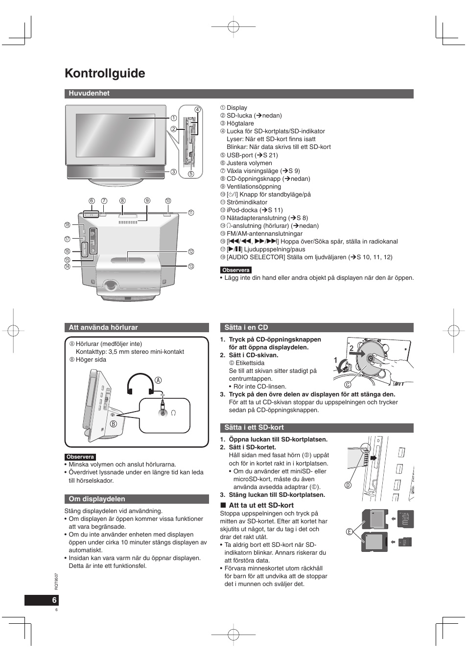 Kontrollguide, Ec d | Panasonic MW10 User Manual | Page 6 / 100