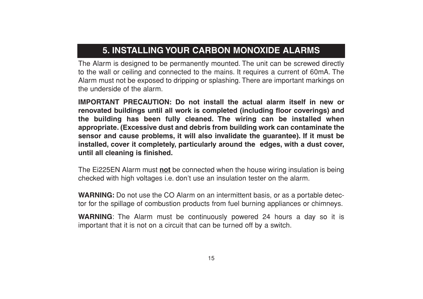 Installing your carbon monoxide alarms | Aico Carbon Monoxide Alarm Ei 225EN User Manual | Page 15 / 32