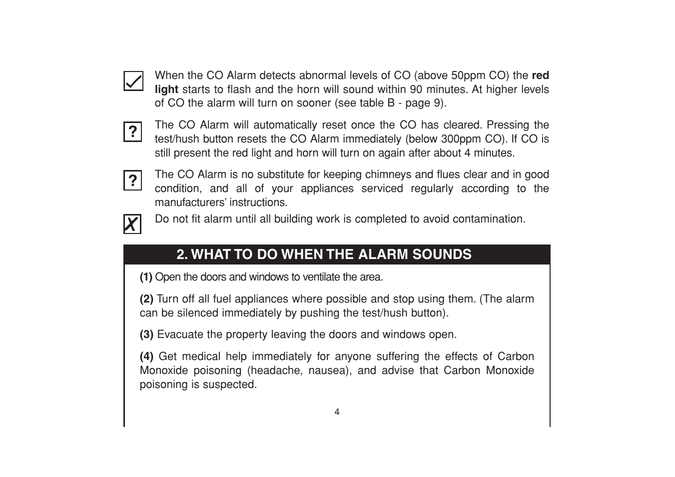 Aico Carbon Monoxide Alarm Ei 225EN User Manual | Page 4 / 32