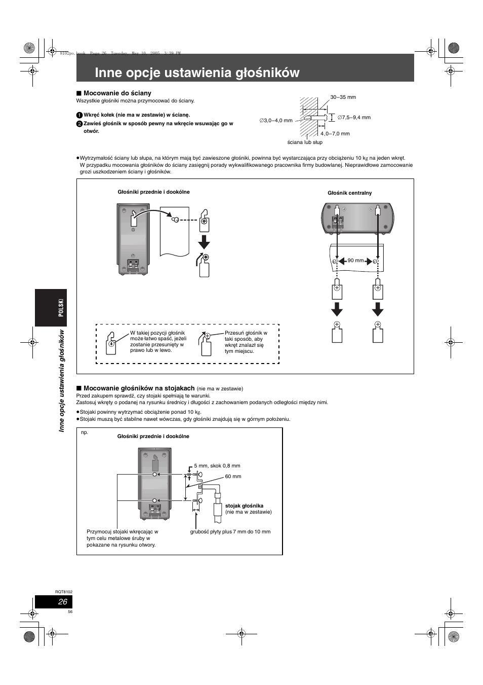 Inne opcje ustawienia głośników | Panasonic SCHT335 User Manual | Page 56 / 92