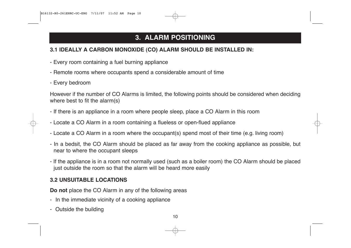 Alarm positioning | Aico Ei261DENRC User Manual | Page 10 / 34