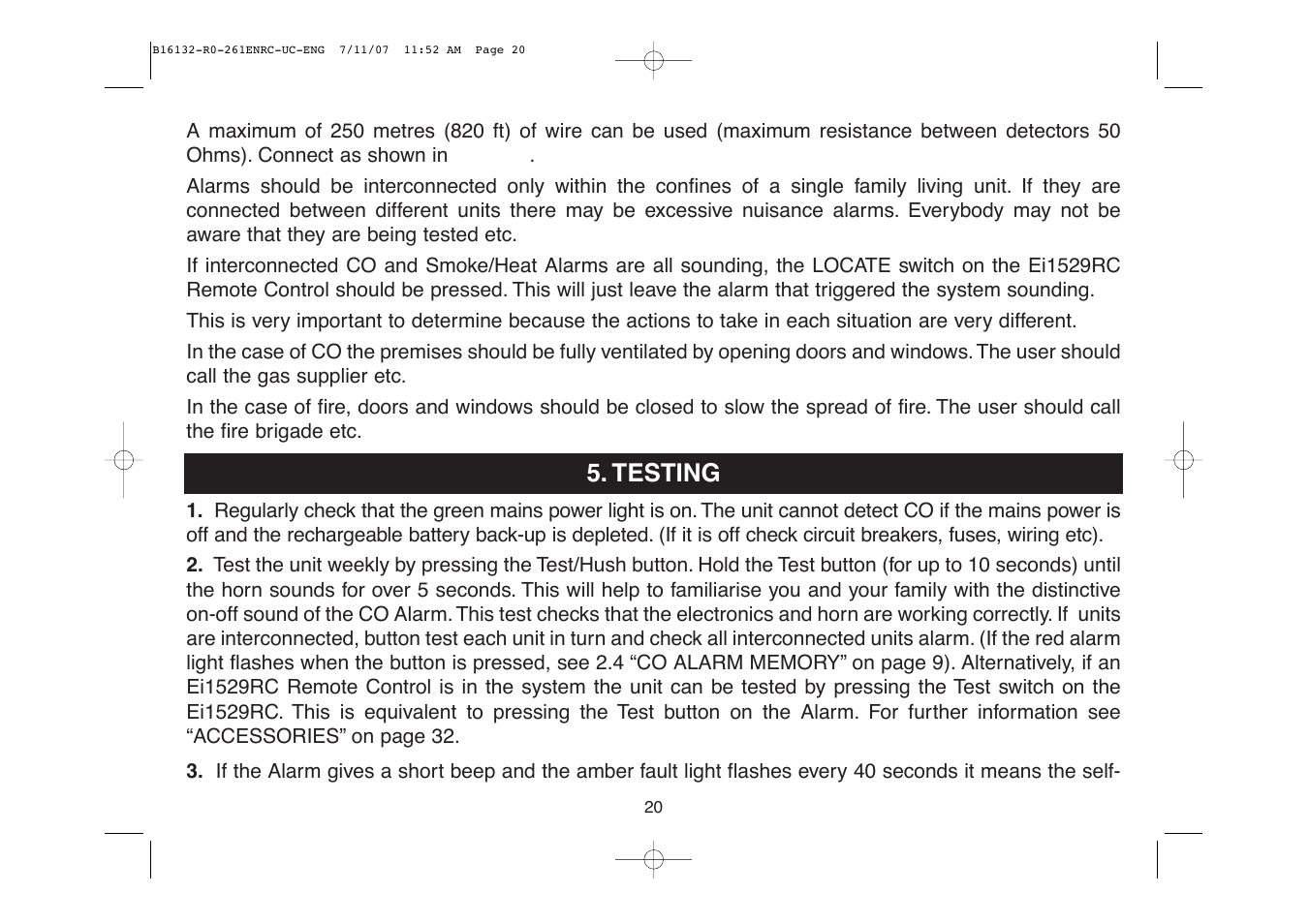 Testing | Aico Ei261DENRC User Manual | Page 20 / 34