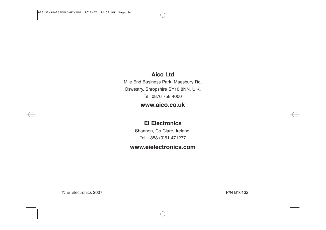 Aico Ei261DENRC User Manual | Page 34 / 34