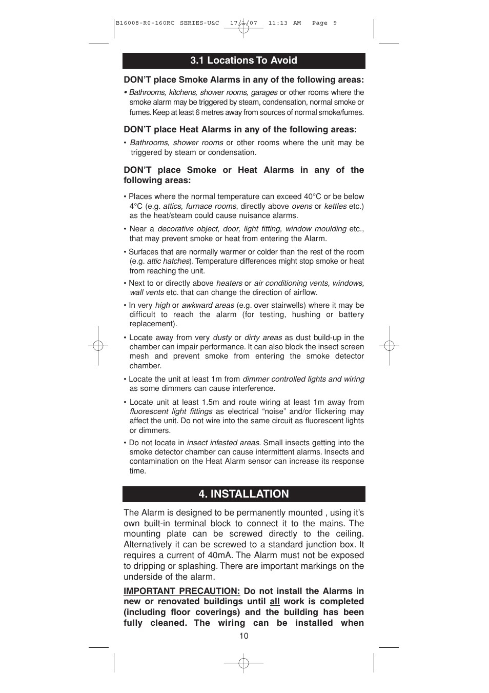 Installation | Aico Ei168RC User Manual | Page 9 / 16