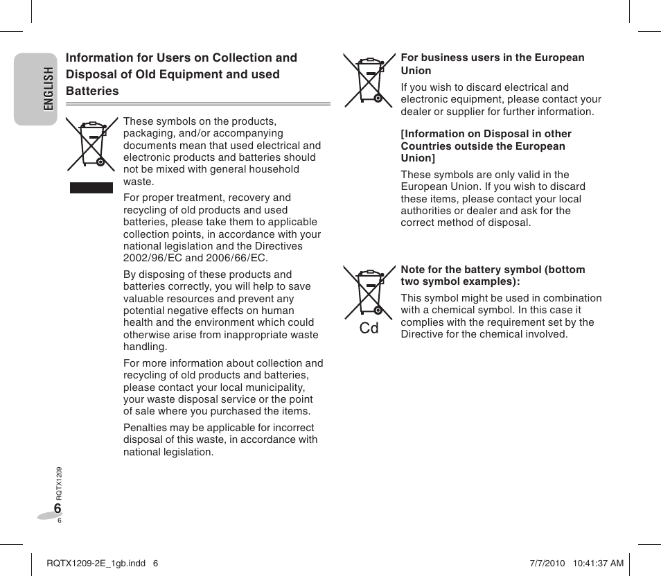 Panasonic RCDC1EG User Manual | Page 6 / 76