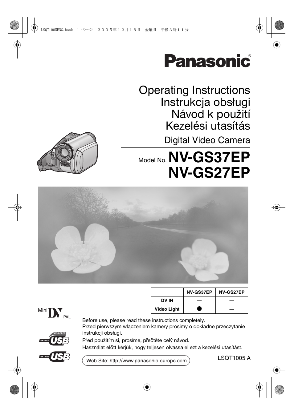 Panasonic NVGS37EP User Manual | 204 pages