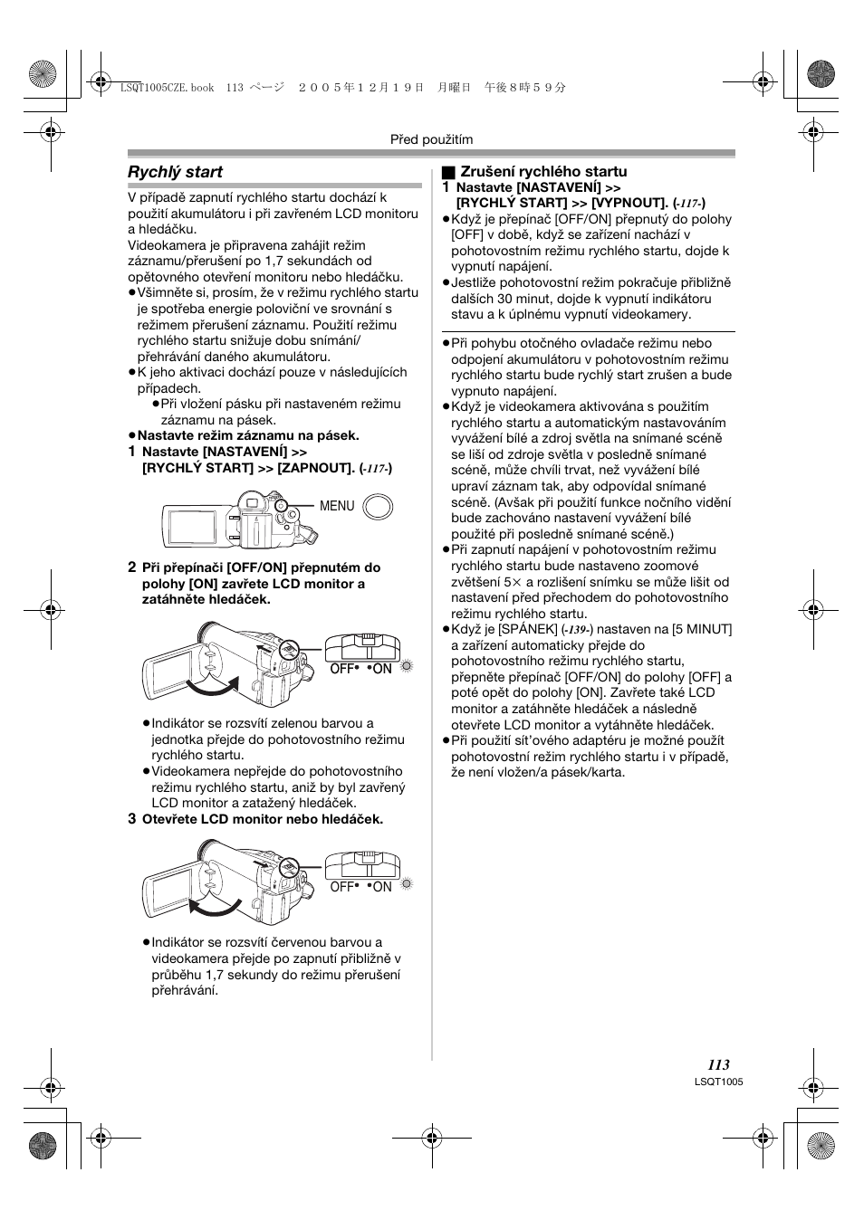 Rychlý start | Panasonic NVGS37EP User Manual | Page 113 / 204