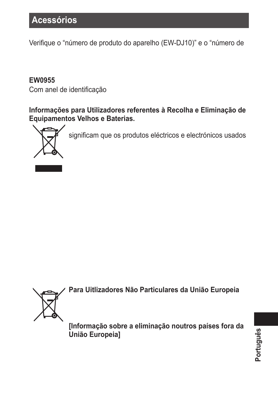 Acessórios | Panasonic EWDJ10 User Manual | Page 103 / 216