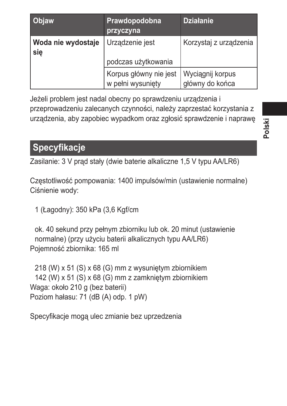 Specyfikacje | Panasonic EWDJ10 User Manual | Page 151 / 216