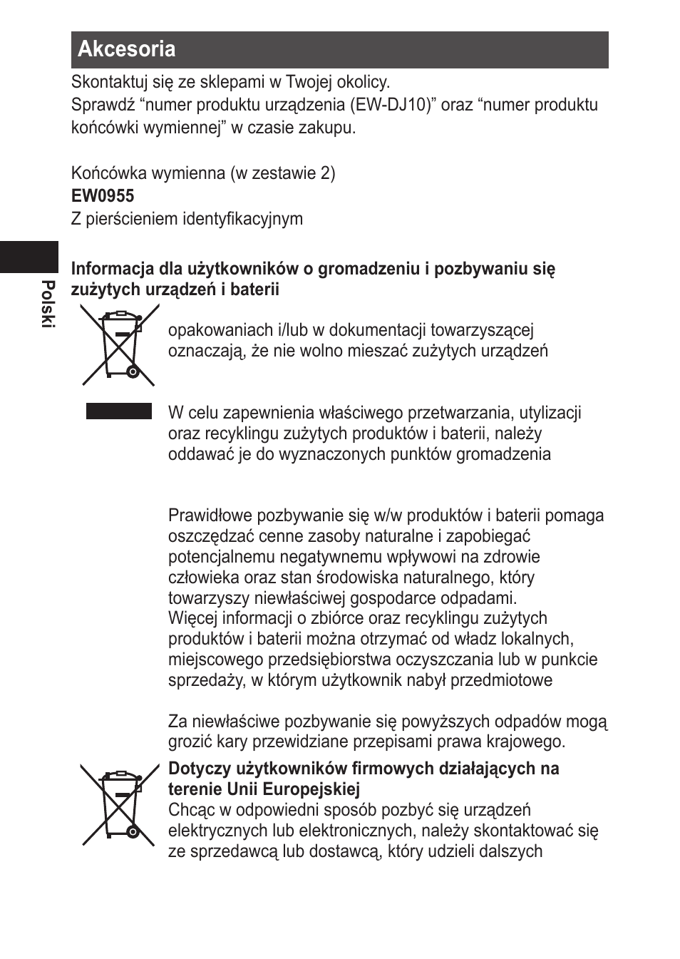 Akcesoria | Panasonic EWDJ10 User Manual | Page 152 / 216