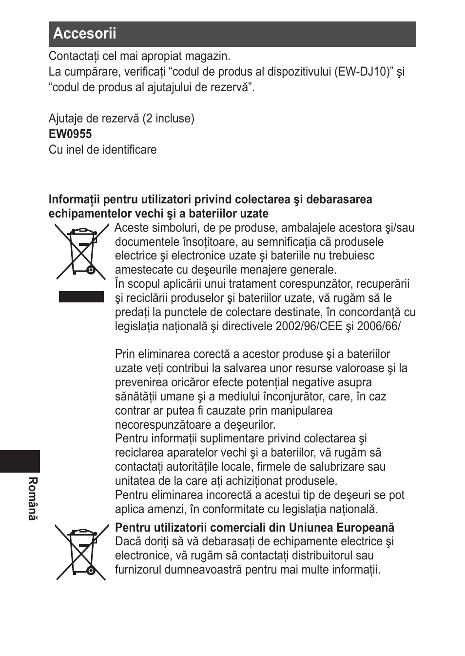 Accesorii | Panasonic EWDJ10 User Manual | Page 202 / 216