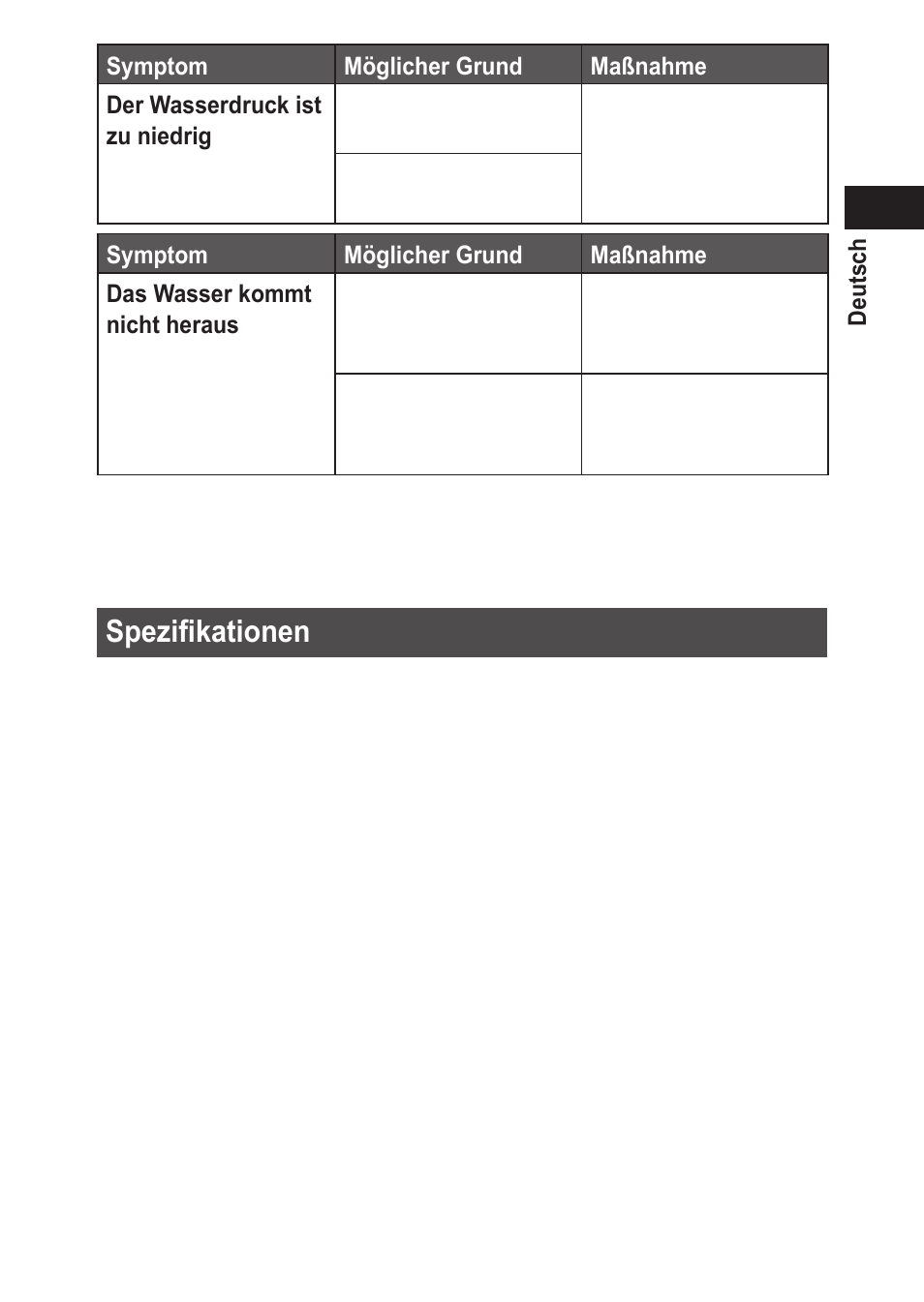 Spezifikationen | Panasonic EWDJ10 User Manual | Page 25 / 216