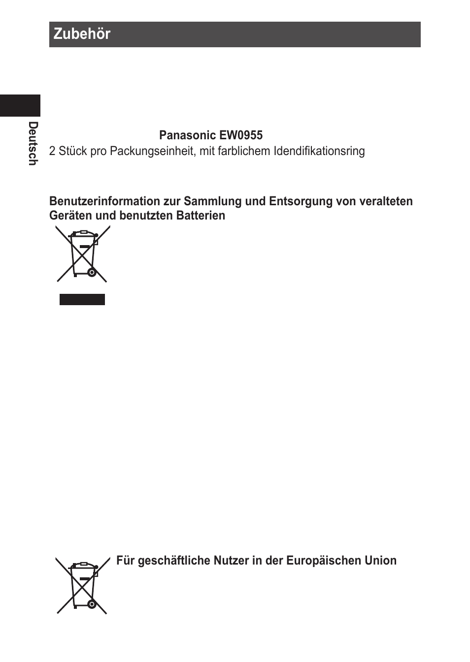 Zubehör | Panasonic EWDJ10 User Manual | Page 26 / 216