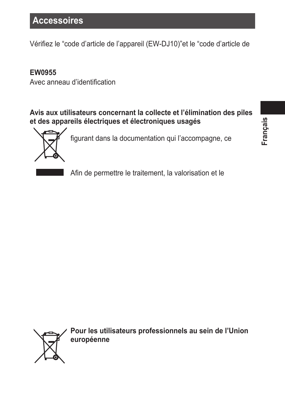Accessoires | Panasonic EWDJ10 User Manual | Page 39 / 216